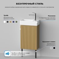 Wellsee Тумба под умывальник 2 в 1 WC Area 221803001 (тумба/матовый бежевый, раковина/глянцевый белый, без ножек) Image #8