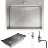 Roxen Simple 560220-60-V сатин/текстурная (с коландером и дозатором) Image #12