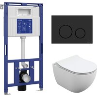 Cersanit Brasko Slim 64824 + Aqua Prime М 50 68179 с кнопкой Twins 63525 (кнопка черный матовый)