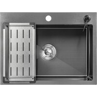 Saniteco 6045 Nano + Spike F9S07011 (сатин, с сифоном, дозатором и коландером) Image #2