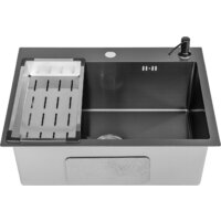 Saniteco 6045 Nano + Spike F9S07011 (сатин, с сифоном, дозатором и коландером) Image #3