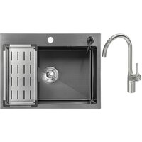 Saniteco 6045 Nano + Spike F9S07011 (сатин, с сифоном, дозатором и коландером)