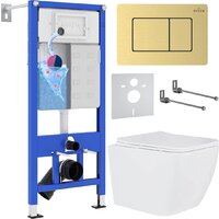 Roxen Cube в комплекте с инсталляцией StounFix Dual Fresh 6 в 1 968469 (кнопка: брашированное золото)