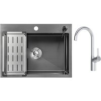 Saniteco 6045 Nano + Spike F9S07000 (хром, с сифоном, дозатором и коландером)