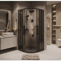 Grossman Cosmo 90x90x195 301.K33.02.9090.21.10 (черный матовый/тонированное стекло) Image #7