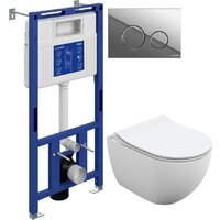 Cersanit Brasko Slim 64824 + Aqua Prime М 50 68179 с кнопкой Twins 63523 (кнопка хром глянцевый) Image #1