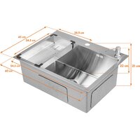 Saniteco 6045 + Spike F9S07011 (сатин, с сифоном, дозатором и коландером) Image #16