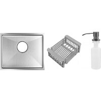 Schtoff Undermount Best Decor Silver 5545 + коландер KR-1 GREY + дозатор SD-1 GREY