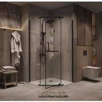 Grossman Pragma 90x90x195 302.K33.03.9090.21.00 (черный матовый/прозрачное стекло) Image #7