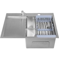 Saniteco 6550-R + Spike F9S07011 (сатин, с сифоном, дозатором и коландером) Image #3