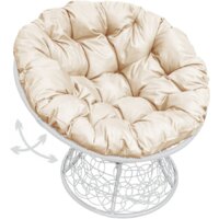 M-Group Папасан пружинка 12050101 (белый ротанг/бежевая подушка)