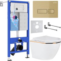 Roxen Antares Gold 968096 в комплекте с инсталляцией StounFix Dual Fresh 6 в 1 968096 (кнопка: брашированное золото)