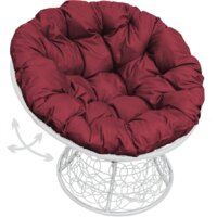 M-Group Папасан пружинка 12050102 (белый ротанг/бордовая подушка) Image #1