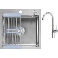 Saniteco 4848 + Spike F9S07000 (хром, с сифоном, дозатором и коландером)