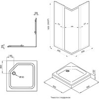 Saniteco SNT-802 Cube 90х90 с поддоном (черный/прозрачное стекло) Image #2