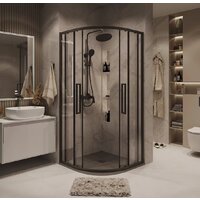 Grossman Cosmo 80x80x195 301.K33.02.8080.21.00 (черный матовый/прозрачное стекло) Image #7