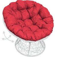 M-Group Папасан пружинка 12050106 (белый ротанг/красная подушка) Image #1