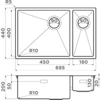 Omoikiri Taki 69-2-U/IF-GB-L Side (графит) Image #2