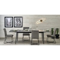 Halmar Charles раскладной 180-260/90/76 (серый мрамор/черный)