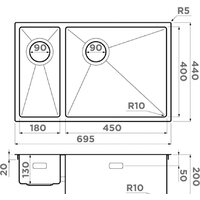 Omoikiri Taki 69-2-U/IF-GB-R Side (графит) Image #2