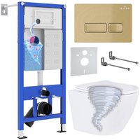 Roxen Antares Tornado в комплекте с инсталляцией StounFix Dual Fresh 6 в 1 968332 (кнопка: брашированное золото)