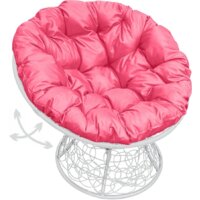 M-Group Папасан пружинка 12050108 (белый ротанг/розовая подушка)
