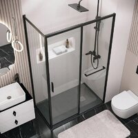 Grossman Style 100x80x195 120.K33.05.1080.21.00 (черный матовый/прозрачное стекло) Image #10