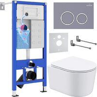 Roxen Simple Compact в комплекте с инсталляцией StounFix Dual Fresh 6 в 1 966133 (кнопка: серый бетон)