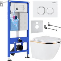 Roxen Antares Gold в комплекте с инсталляцией StounFix Dual Fresh 6 в 1 807054 (кнопка: белый глянец)