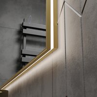 Roxen Зеркало Frida c подсветкой 510215-120 (120x70) в тонком металлическом профиле в цвете брашированное золото Image #5