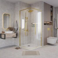 Grossman Galaxy 90x90x195 300.K33.01.9090.32.00 (золото сатин/прозрачное стекло) Image #8