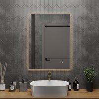 Roxen Зеркало Frida c подсветкой 510215-60 (60x80) в тонком металлическом профиле в цвете брашированное золото Image #5