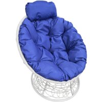 M-Group Папасан мини 12070110 (белый ротанг/синяя подушка)