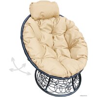 M-Group Папасан пружинка мини 12090401 (черный ротанг/бежевая подушка) Image #1