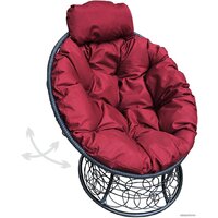 M-Group Папасан пружинка мини 12090402 (черный ротанг/бордовая подушка) Image #1