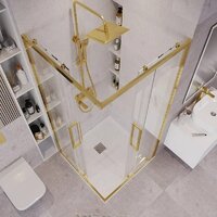 Grossman Cosmo 100x100x195 300.K33.02.1010.32.00 (золото сатин/прозрачное стекло) Image #9