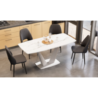 Трия Фабио тип 1 раздвижной (белый матовый/стекло матовое белый мрамор) Image #6