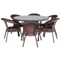 AIKO DECO 6 с круглым столом D130 7034П шоколад