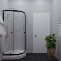 Saniteco SNT-801 90х90 c поддоном (черный/прозрачное стекло) Image #3