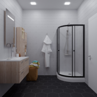 Saniteco SNT-801 90х90 c поддоном (черный/прозрачное стекло) Image #7