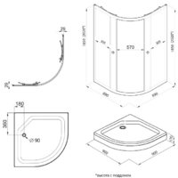 Saniteco SNT-801 90х90 c поддоном (черный/прозрачное стекло) Image #9
