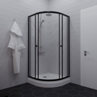 Saniteco SNT-801 90х90 c поддоном (черный/прозрачное стекло) Image #4