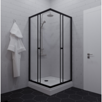 Saniteco SNT-802 Cube 90х90 с поддоном (черный/прозрачное стекло) Image #7