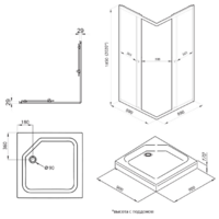 Saniteco SNT-804 Cube 90х90 с поддоном (хром/прозрачное стекло) Image #8