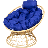 M-Group Папасан мини / 12890510 (бежевый ротанг/синяя подушка) Image #1