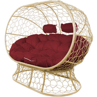 M-Group Лежебока / 11190502 (на подставке с бежевым ротангом/бордовая подушка) Image #1