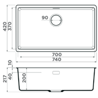 Omoikiri Kata 74-U-GR Artgranit/leningrad grey / 4997566 Image #4