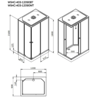 AM.PM X-Joy 120x90 / W94C-403-12090BT (черный матовый/прозрачное стекло) Image #7
