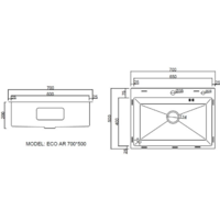 ARFEKA ECO AR мойка 700*500, коландер, дозатор SATIN DECOR VOLCANIC ROCK Image #7