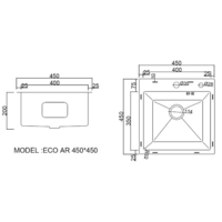 ARFEKA ECO AR мойка 450*450 (настольная), коландер, дозатор BLACK DECOR Image #9
